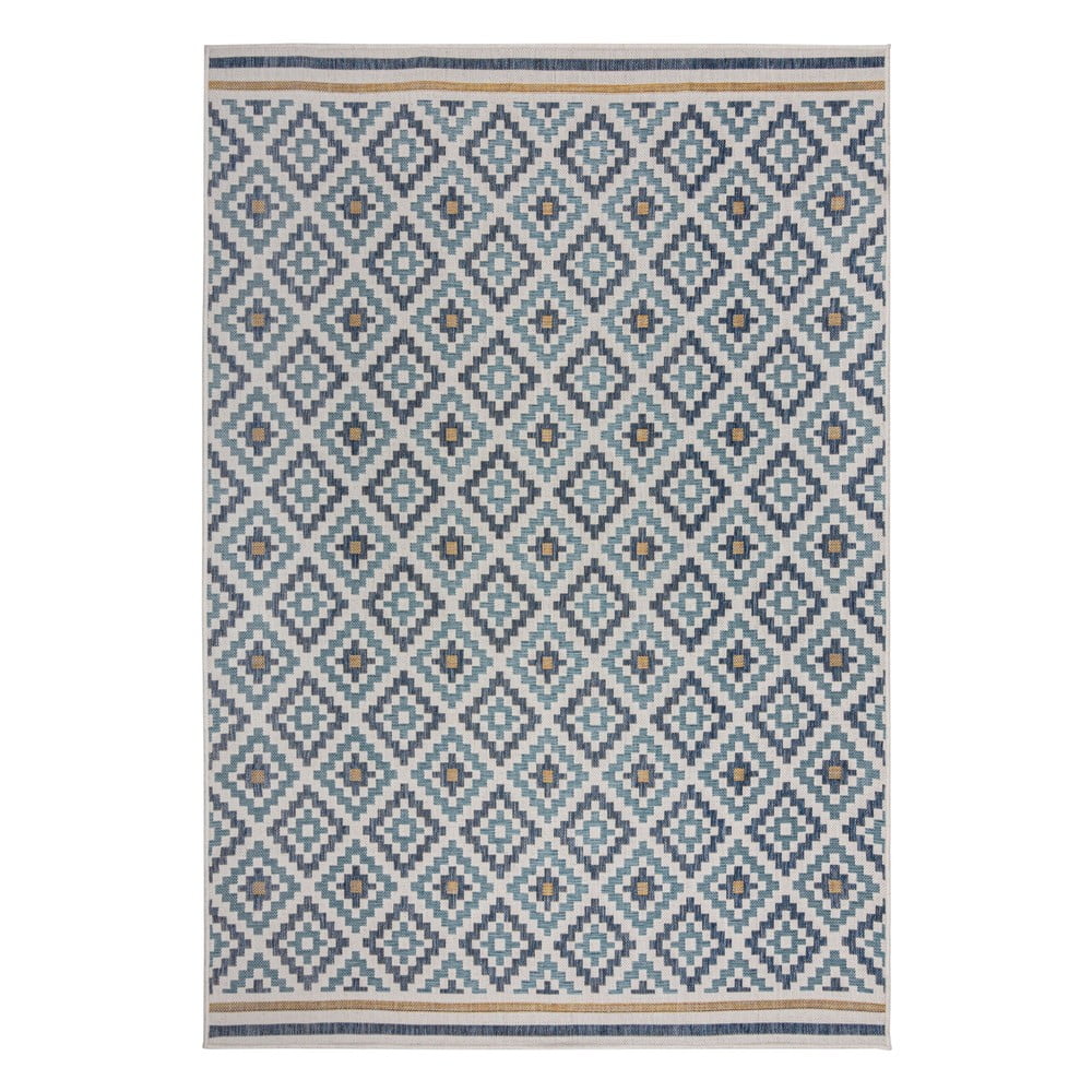 Sárga-kék kültéri-beltéri szőnyeg 200x290 cm Zia Trellis – Flair Rugs
