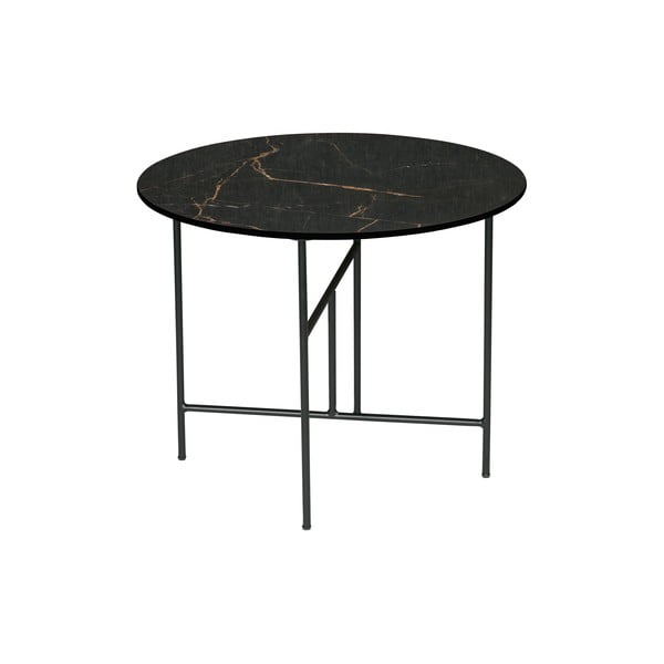 Vida fekete dohányzóasztal porcelán asztallappal, ⌀ 60 cm - WOOOD
