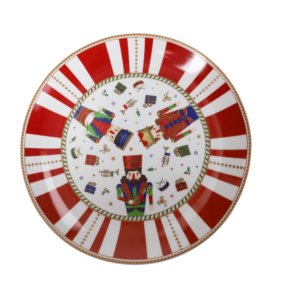 Piros-fehér karácsonyi porcelán tányér ø 30 cm Piatto - Brandani