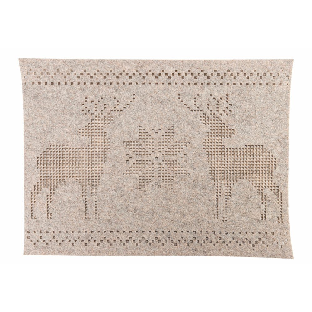 Renna 6 db-os bézs karácsonyi filc tányéralátét szett, 30 x 40 cm - Villa d'Este