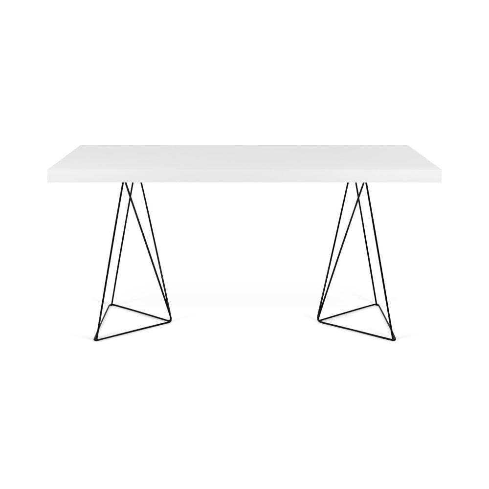 Trestle fehér étkezőasztal fém lábakkal, 90 x 160 cm - temahome