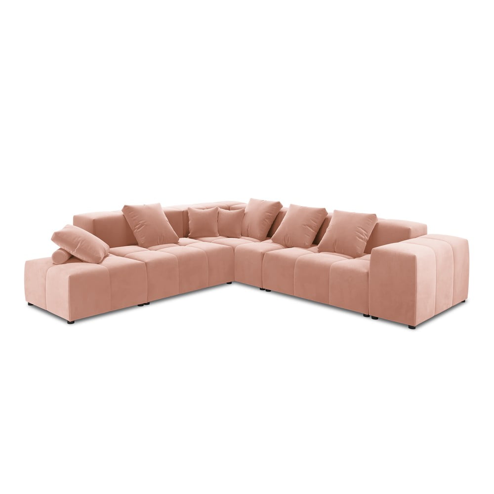 Rózsaszín bársony sarokkanapé (variálható) rome velvet - cosmopolitan design