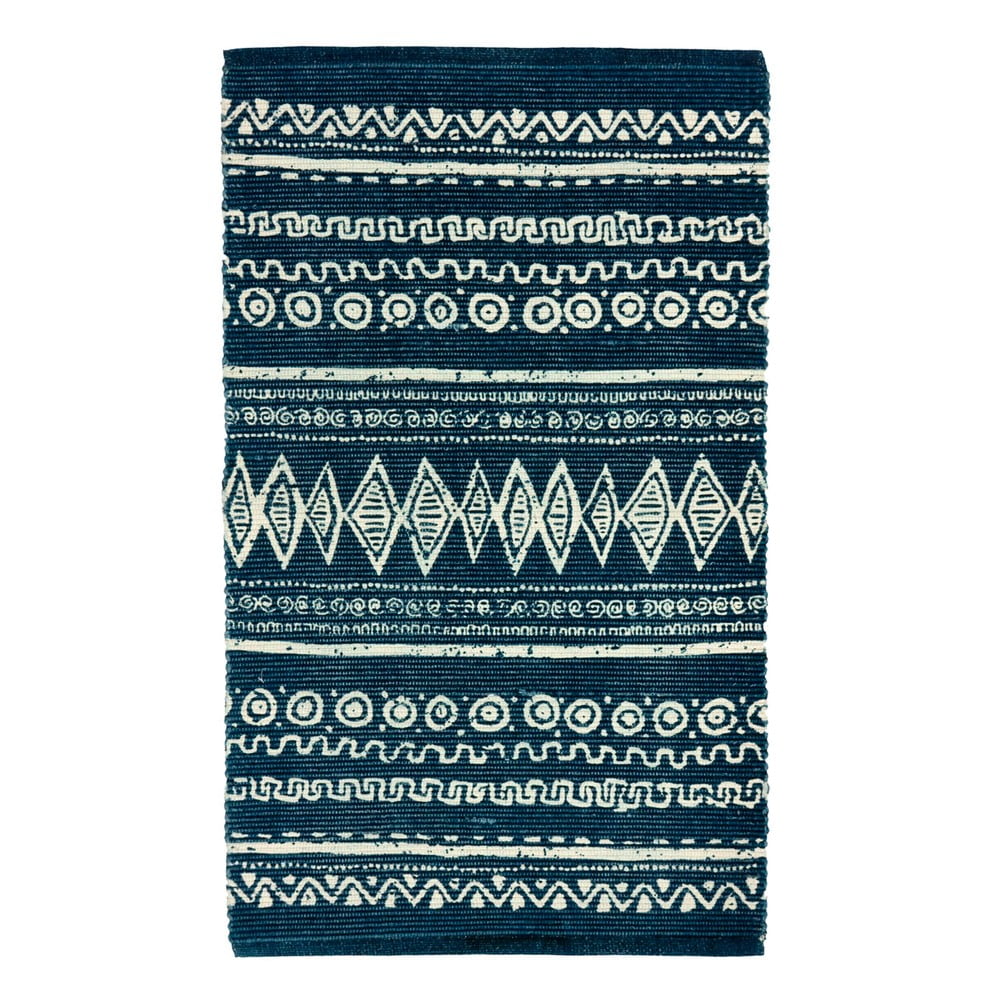Ethnic kék-fehér pamut szőnyeg, 55 x 180 cm - Webtappeti