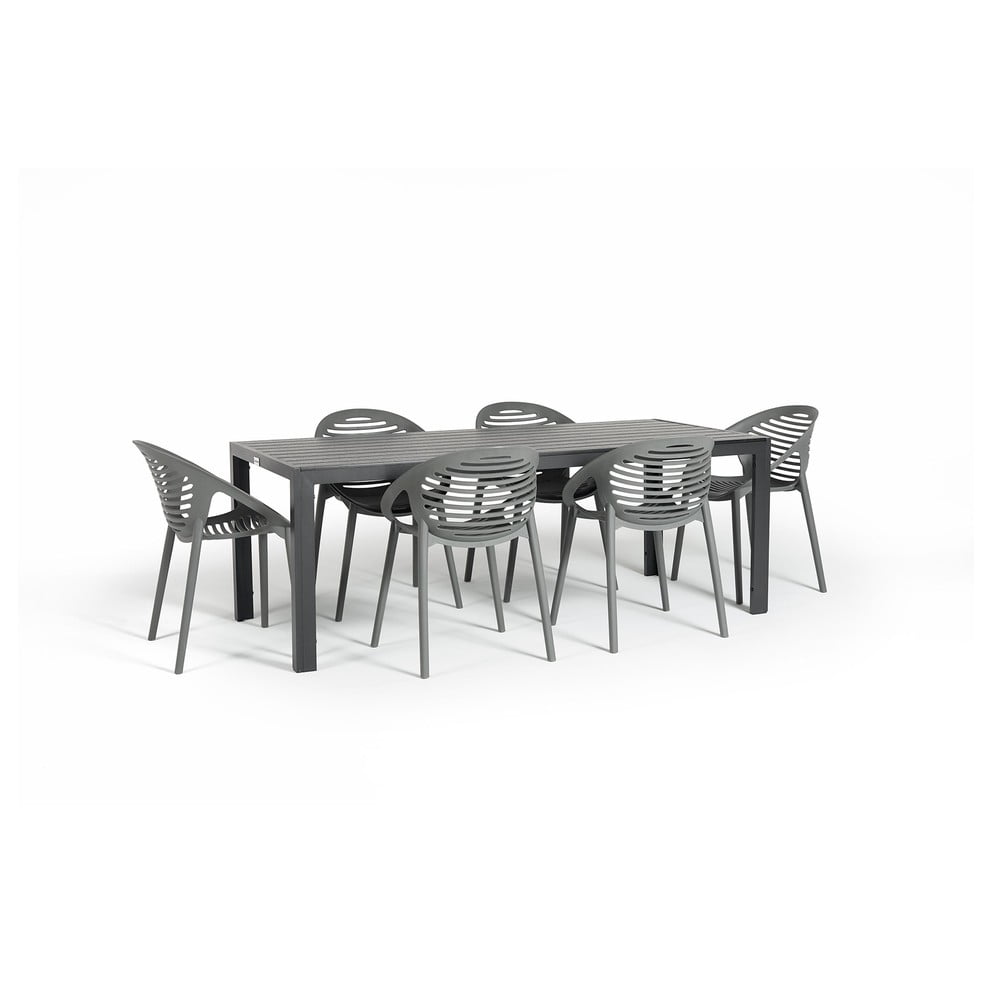 Joanna szürke 6 személyes kerti étkezőszett székekkel és Viking asztallal, 90 x 205 cm - Bonami Selection