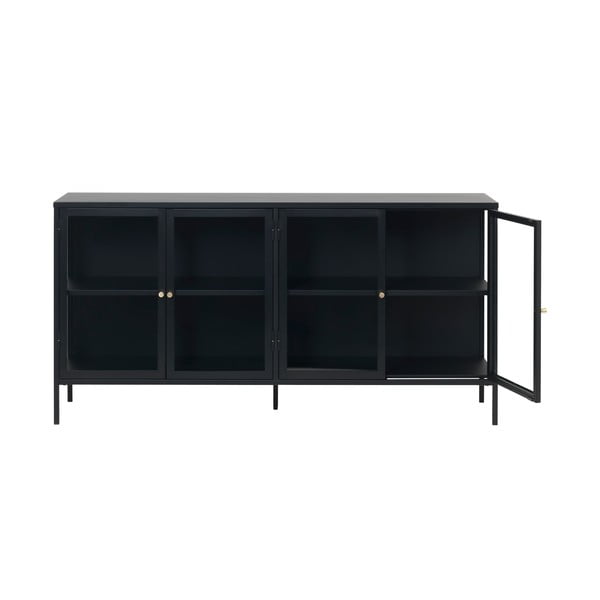 Carmel fekete üvegajtós komód, hossz 170 cm - Unique Furniture