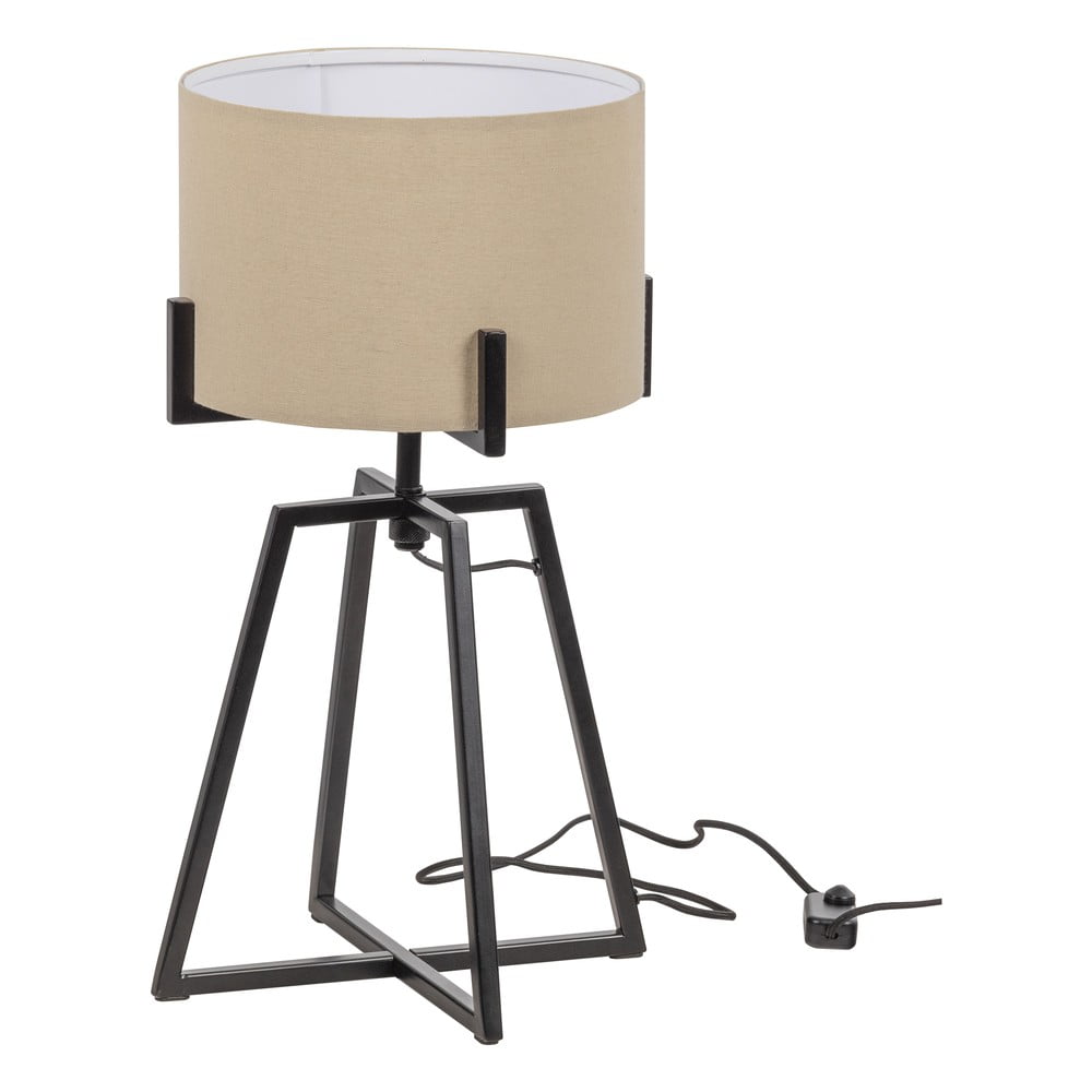 Bézs asztali lámpa textil búrával (magasság 60 cm) Holly – WOOOD