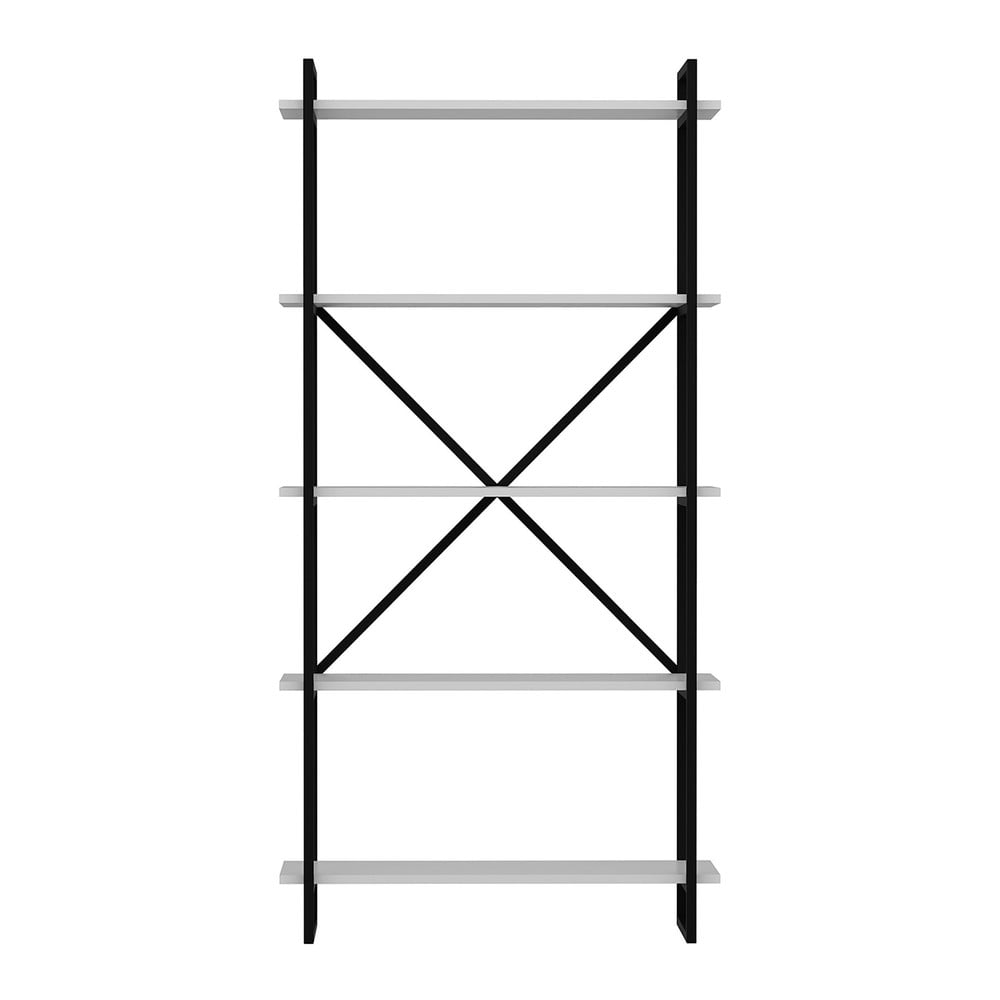 Fekete-fehér polcos állvány 90x180 cm elston – kalune design