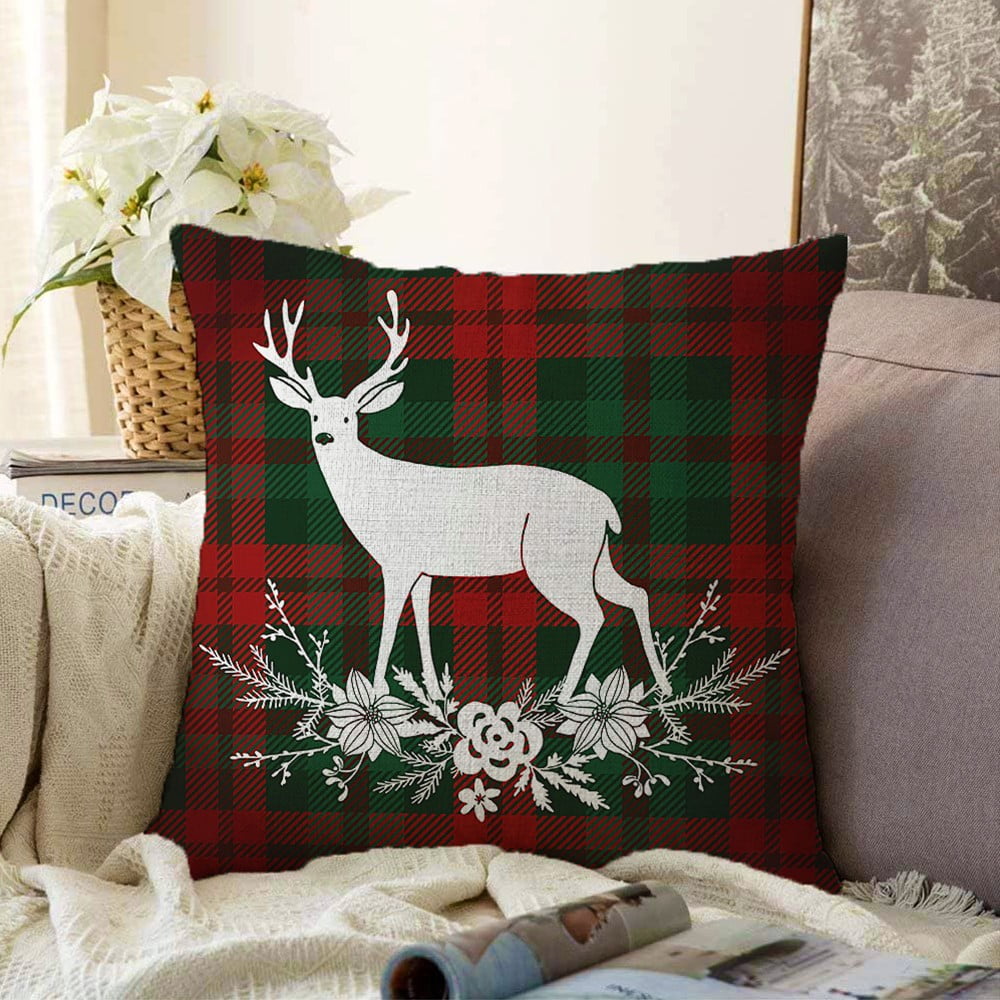 Tartan Merry Christmas karácsonyi zsenília párnahuzat, 55 x 55 cm - Minimalist Cushion Covers