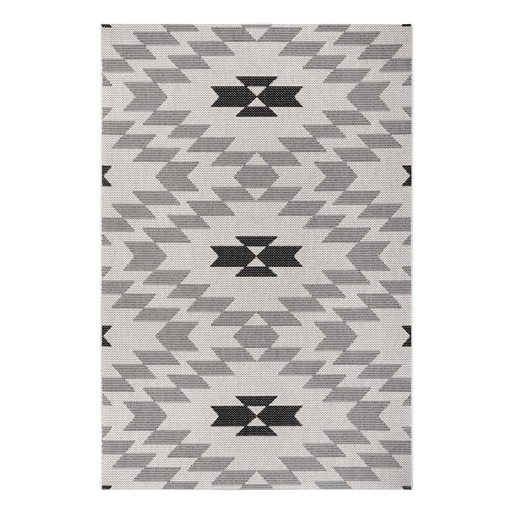 Geo fekete-fehér kültéri szőnyeg, 80x150 cm - Ragami