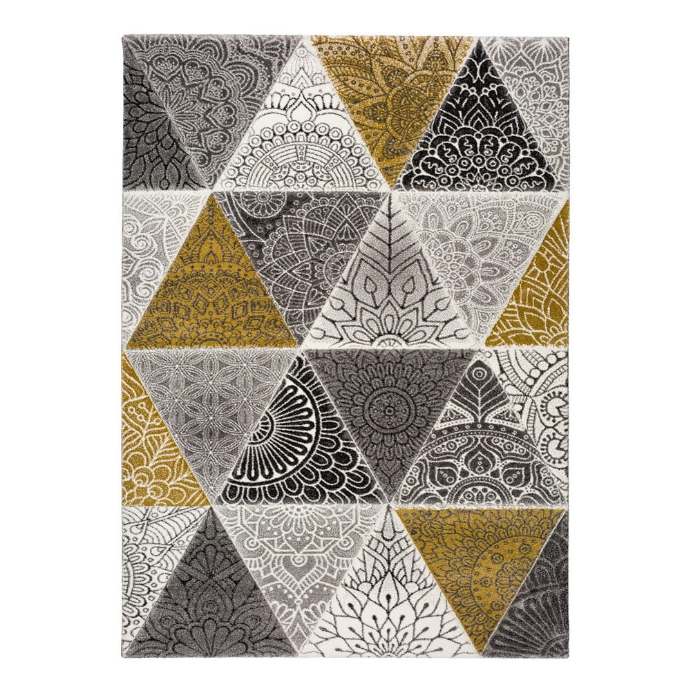Amy Grey szürke-sárga szőnyeg, 140 x 200 cm - Universal