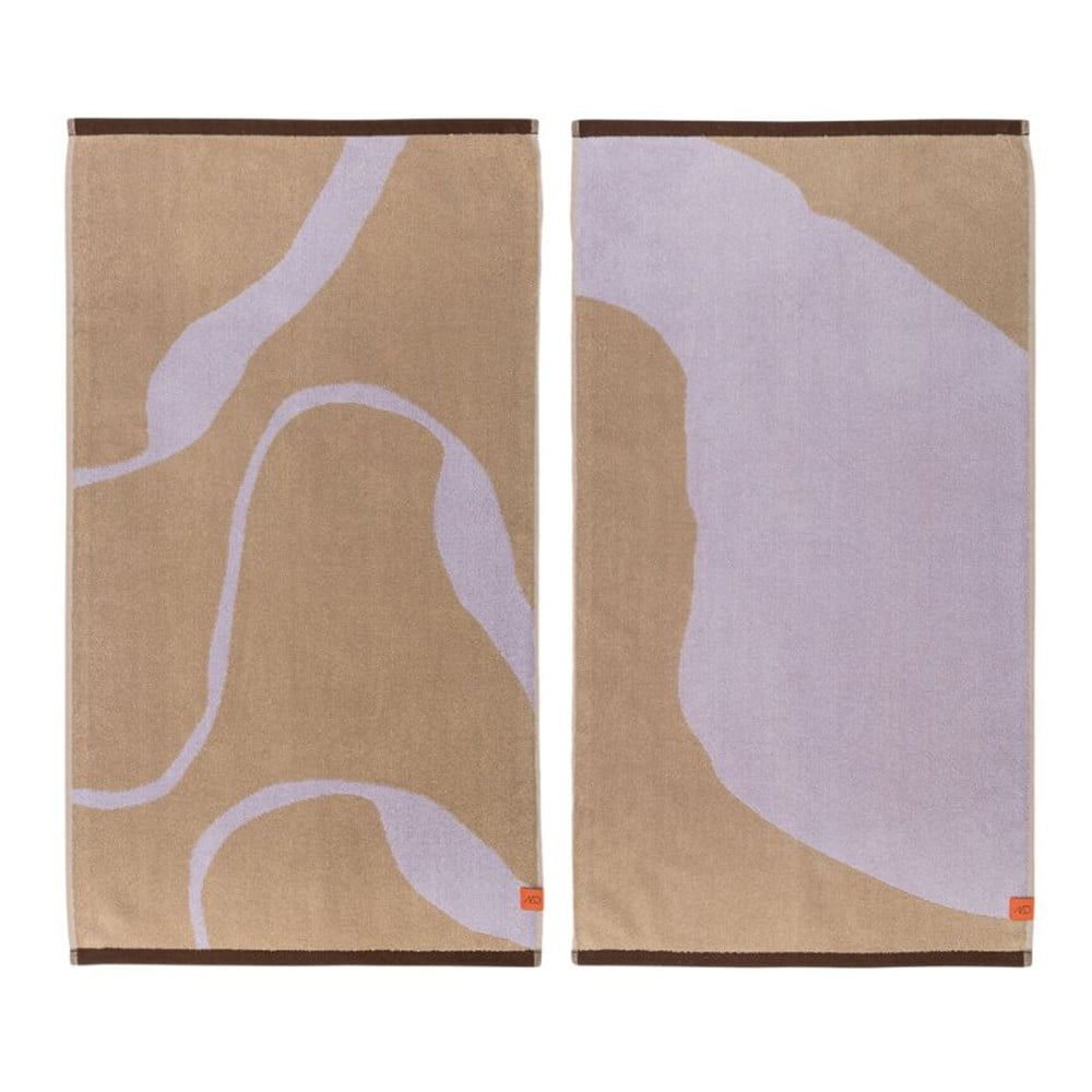Levendula színű-világosbarna bio pamut törölköző szett 2 db-os 50x90 cm Nova Arte – Mette Ditmer Denmark