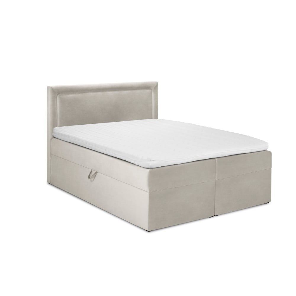 Bézs boxspring ágy tárolóhellyel 180x200 cm Yucca – Mazzini Beds