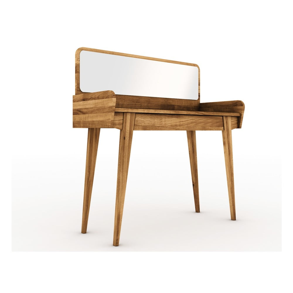 Tölgyfa fésülködőasztal tükörrel 110x45 cm retro - the beds