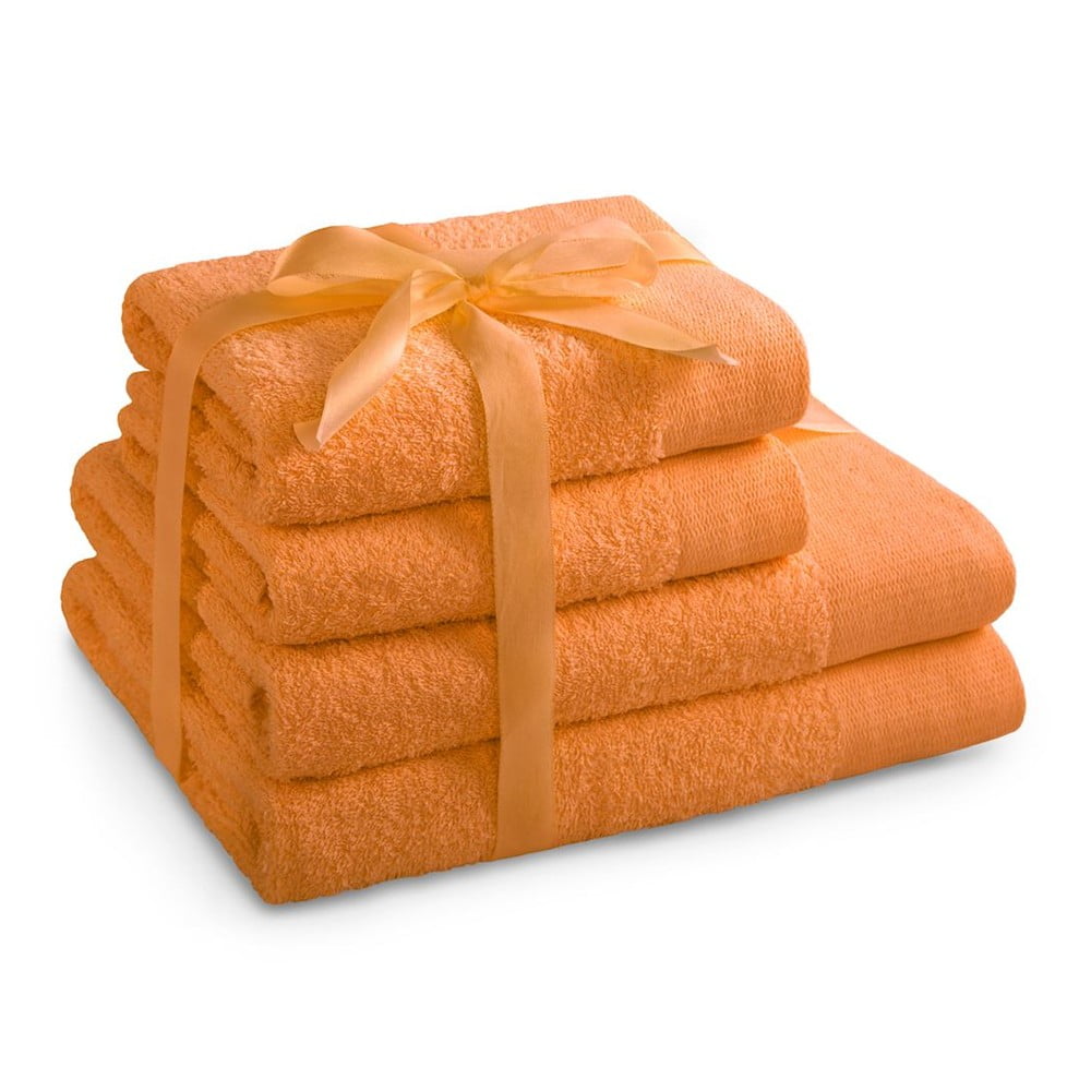 Narancssárga frottír pamut törölköző és fürdőlepedő készlet 2 db-os Amari – AmeliaHome
