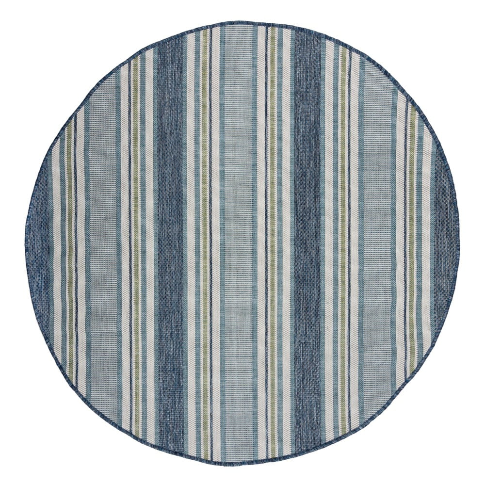 Kékeszöld kerek kültéri-beltéri szőnyeg ø 160 cm Roma Stripe – Flair Rugs
