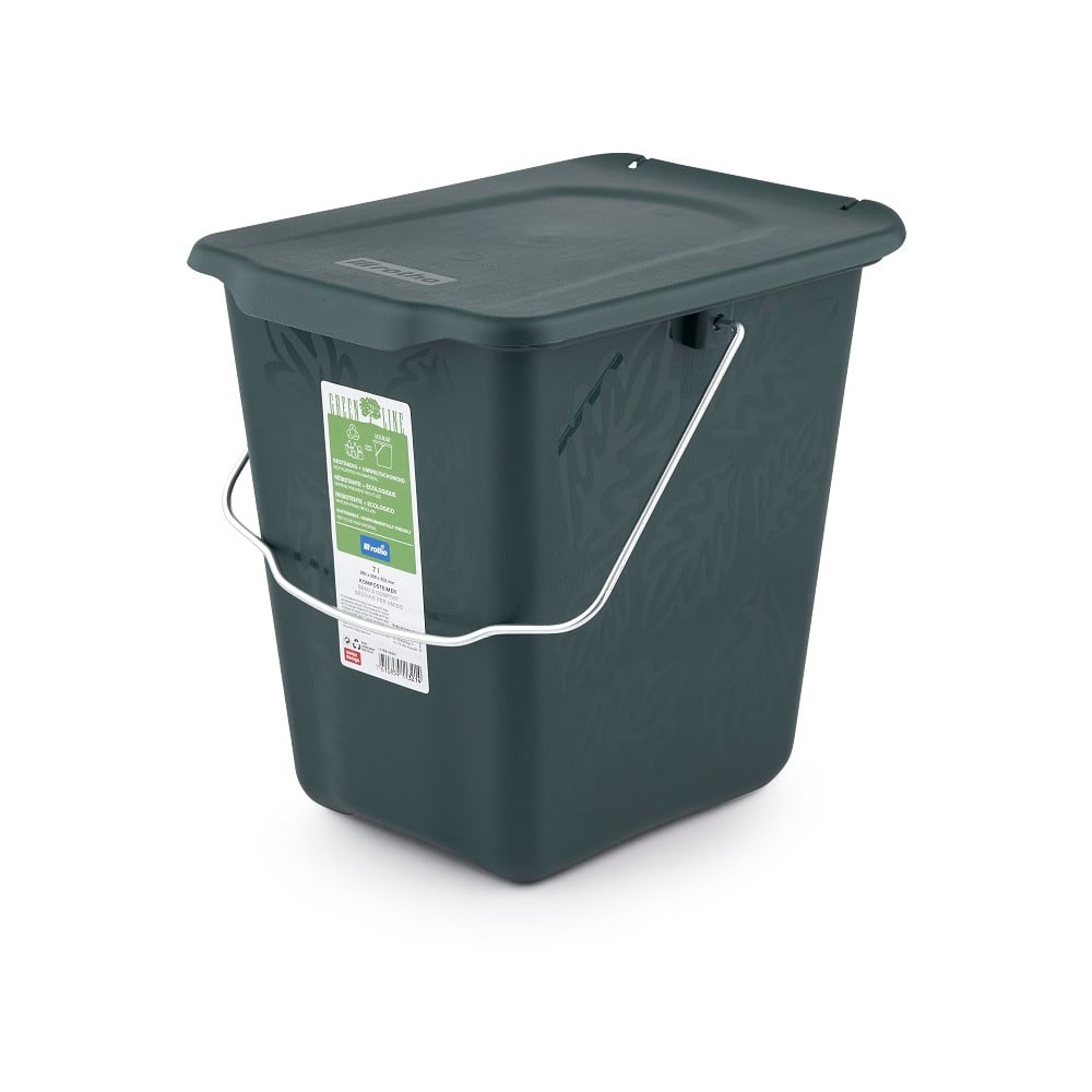 Sötétzöld komposztálható hulladékgyűjtő edény 7 l Greenline - Rotho