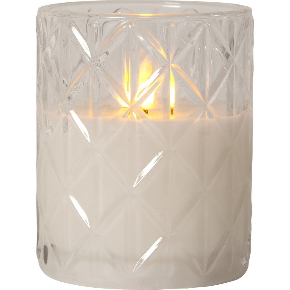 Flamme Romb fehér LED viaszgyertya üvegben, magasság 12,5 cm - Star Trading