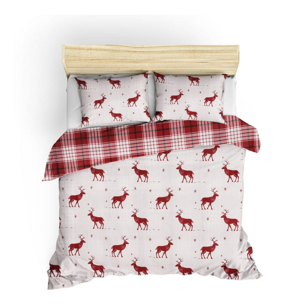 Geyik Claret Red kétszemélyes pamutkeverék ágyneműhuzat lepedővel, 200 x 220 cm - Mijolnir