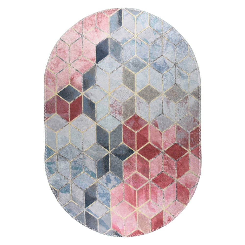 Rózsaszín-világosszürke mosható szőnyeg 60x100 cm – Vitaus
