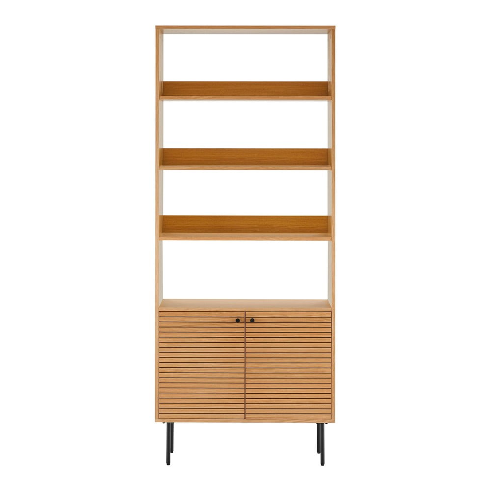 Natúr színű könyvespolc tölgyfa dekorral 80x200 cm Kyoto – House Nordic