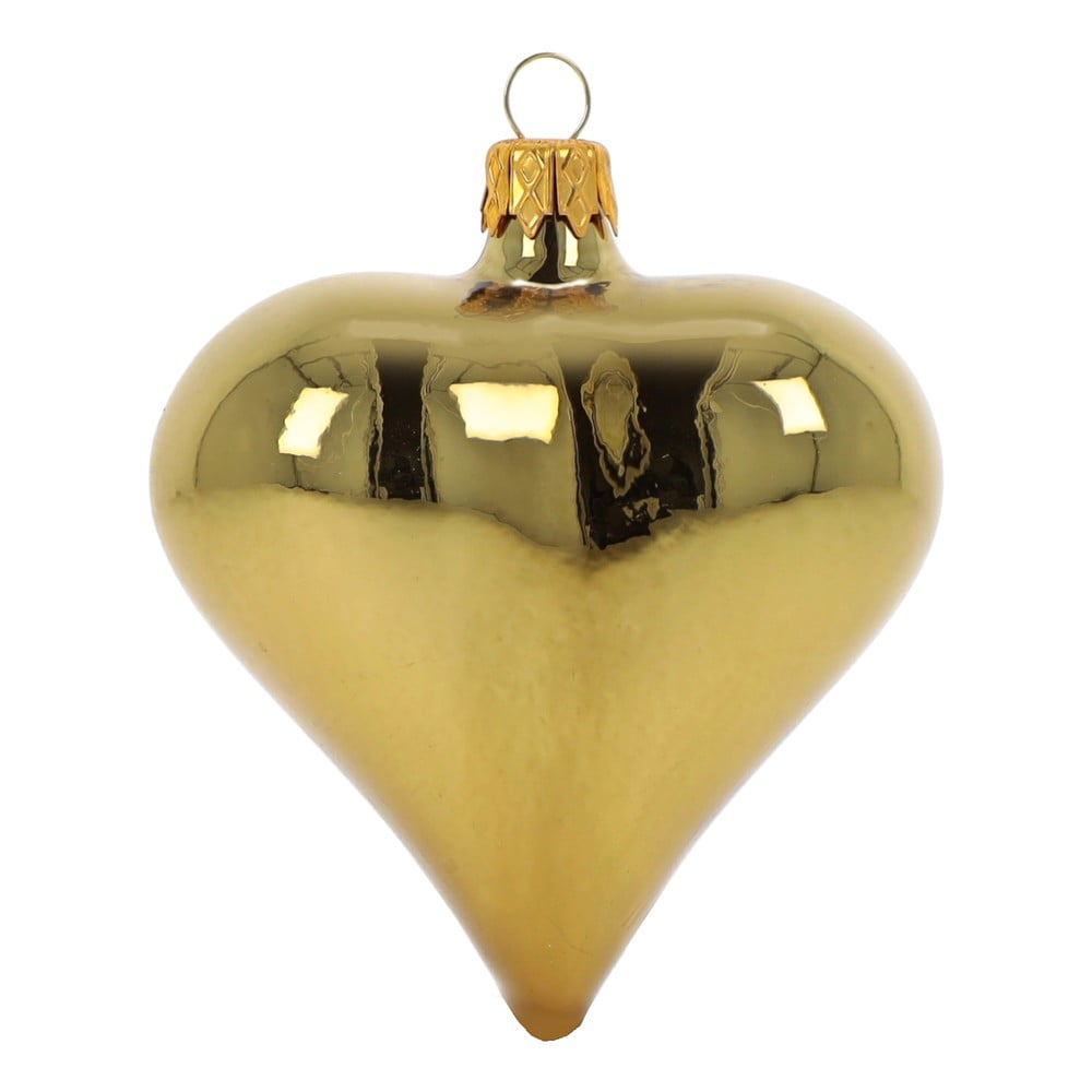 3 db-os aranyszínű szívalakú üveg karácsonyi dísz készlet - Ego Dekor