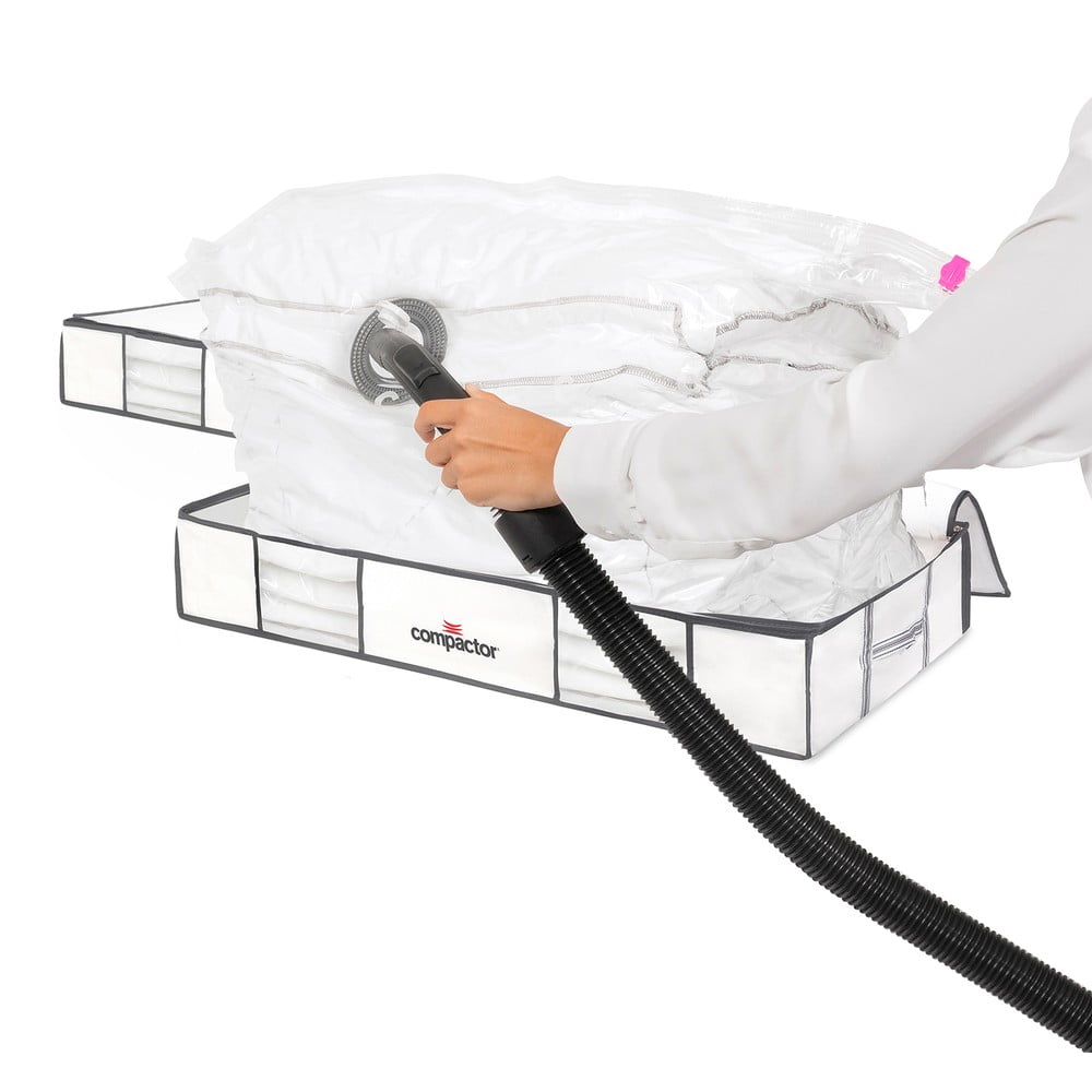XLarge Underbed Life 2 db fehér ágy alatti tárolódoboz vákuumos huzattal, 105 x 15,5 cm - Compactor