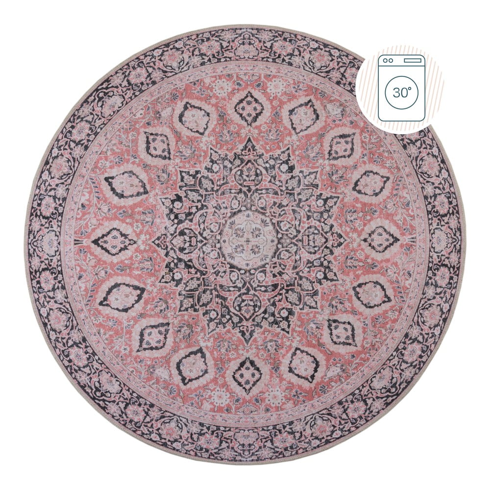 Rózsaszín mosható kerek szőnyeg ø 180 cm somerton - flair rugs