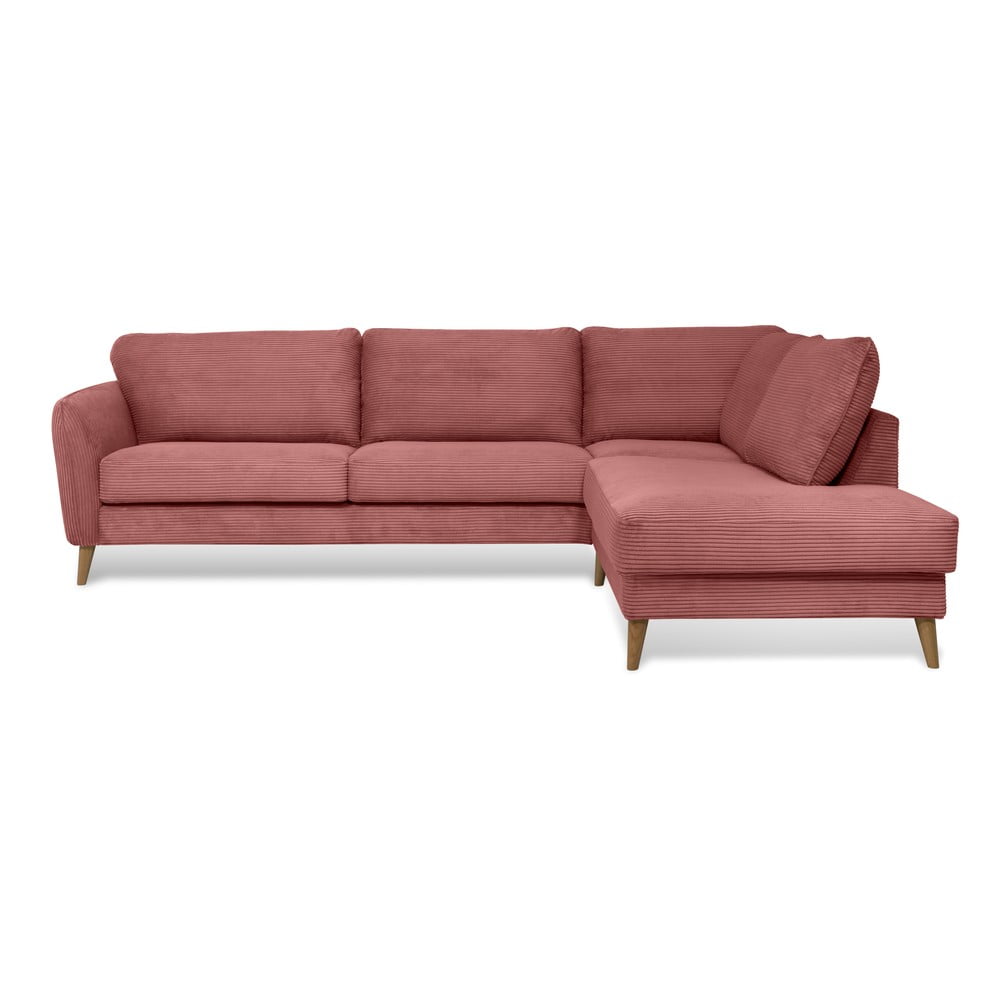 Rózsaszín kordbársony sarokkanapé (jobb oldali) Paris – Scandic