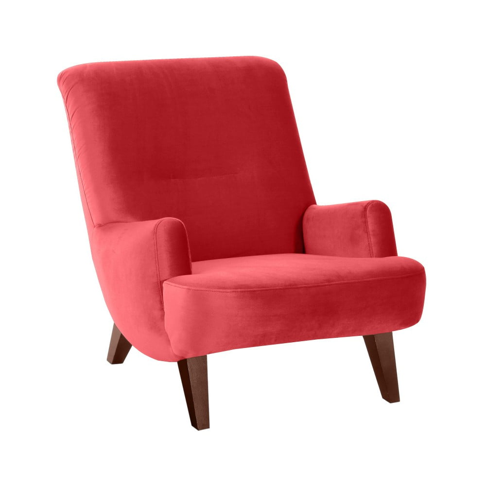 Brandford suede piros fotel barna lábakkal - max winzer