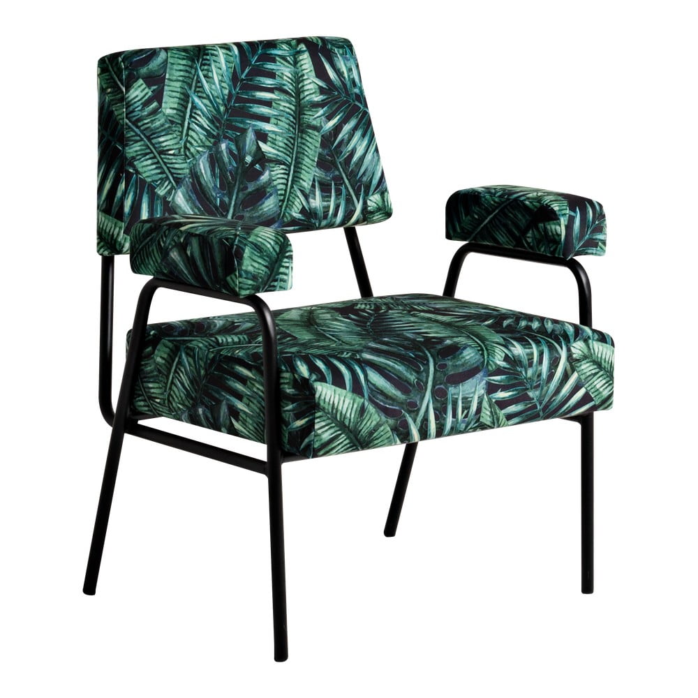 Simple Tropicalvives sötétzöld mintás fotel - Costum Form