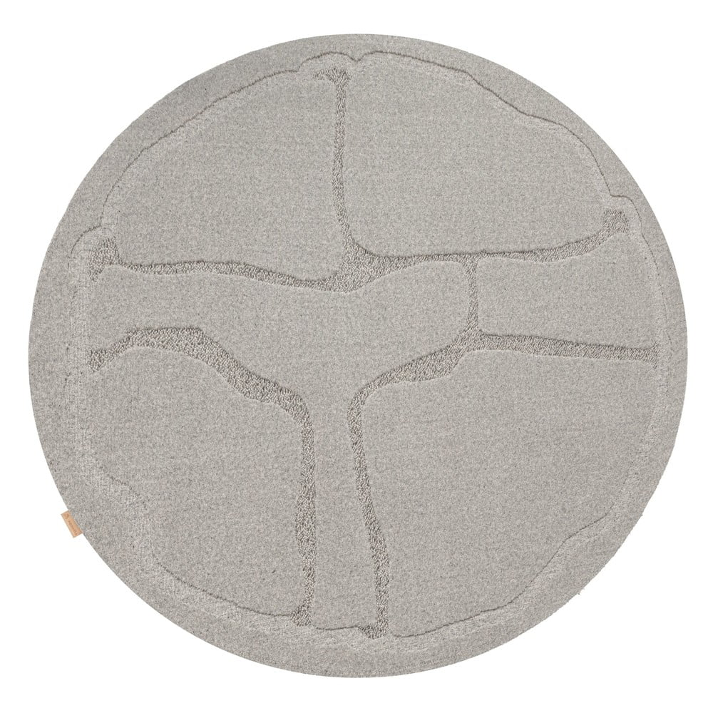 Szürke gyapjú kerek szőnyeg ø 160 cm Morphic Organica – Agnella