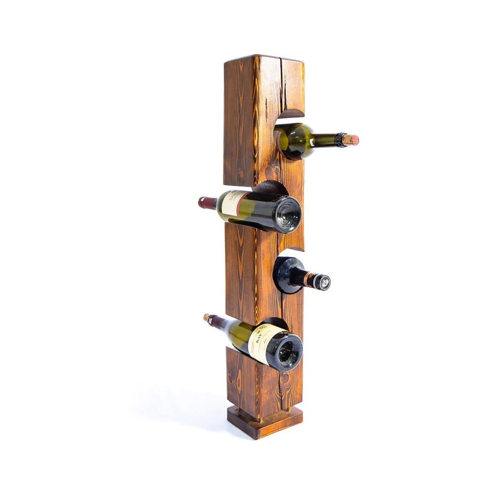 Natúr színű bortartó polcos állvány diófa dekorral wiholder – kalune design