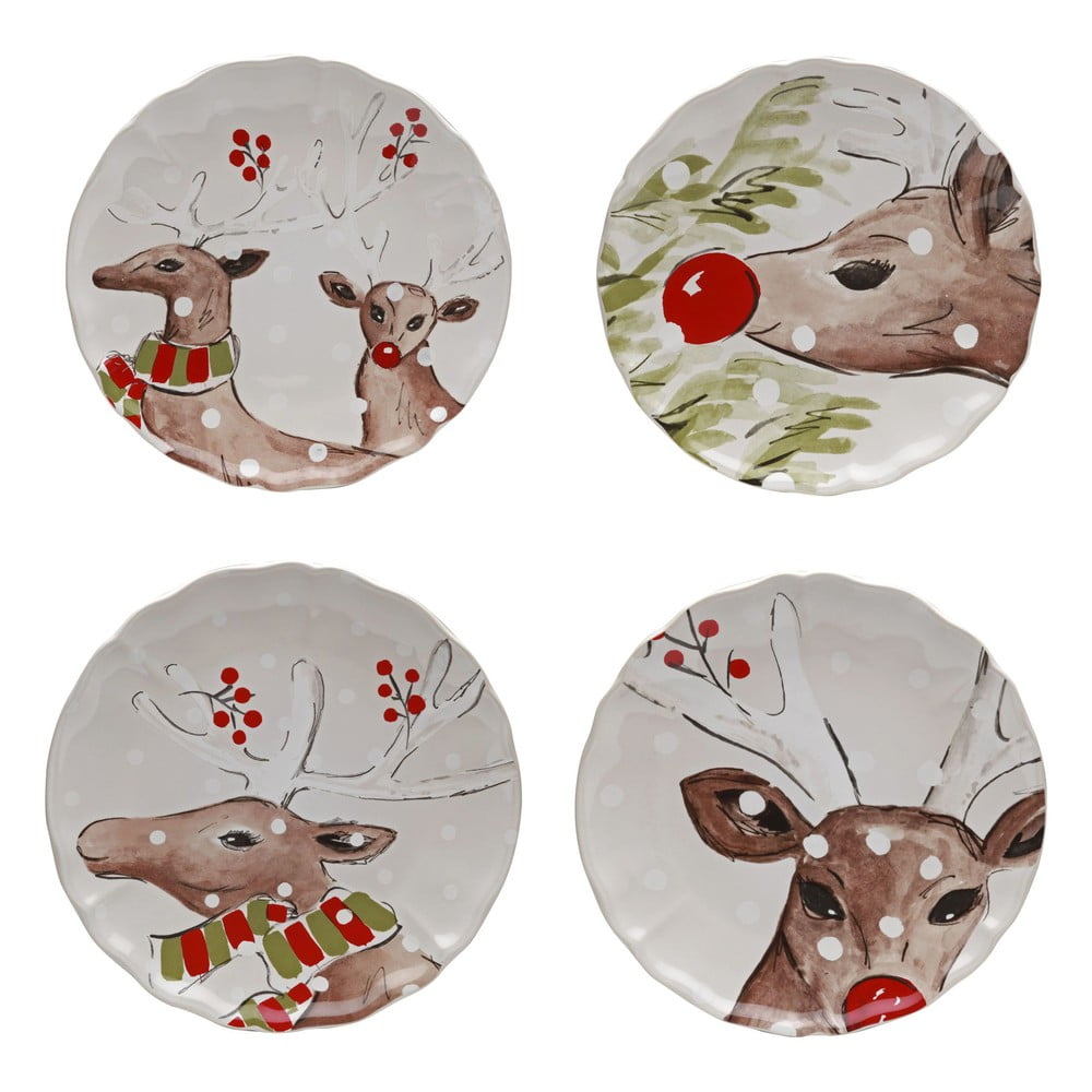 Deer Friends 4 db-os karácsonyi agyagkerámia desszertes tányér szett, ø 21,4 cm - Casafina