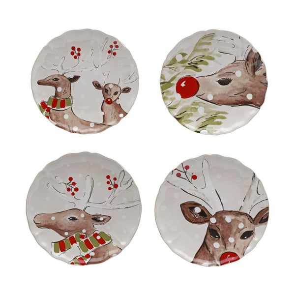 Deer Friends 4 db-os karácsonyi agyagkerámia desszertes tányér szett, ø 21,4 cm - Casafina