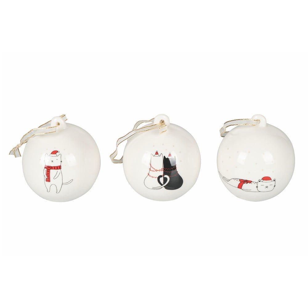 Xmas Cat 3 db-os porcelán karácsonyi dekoráció szett - Villa d'Este