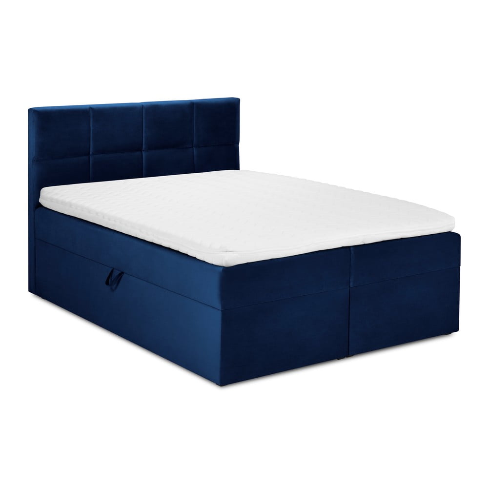 Kék boxspring ágy tárolóhellyel 180x200 cm mimicry – mazzini beds