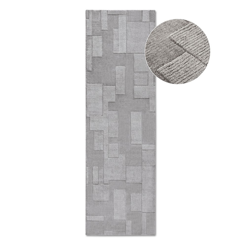 Szürke kézi szövésű gyapjú futószőnyeg 80x250 cm Wilhelmine – Villeroy&Boch