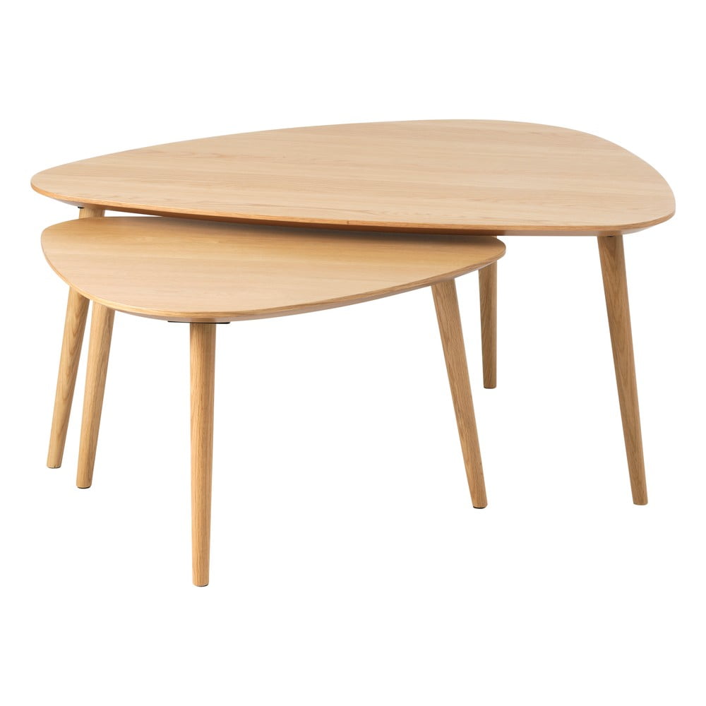Natúr színű dohányzóasztal szett tölgyfa dekorral 2 db-os 70x100 cm Adda – Unique Furniture
