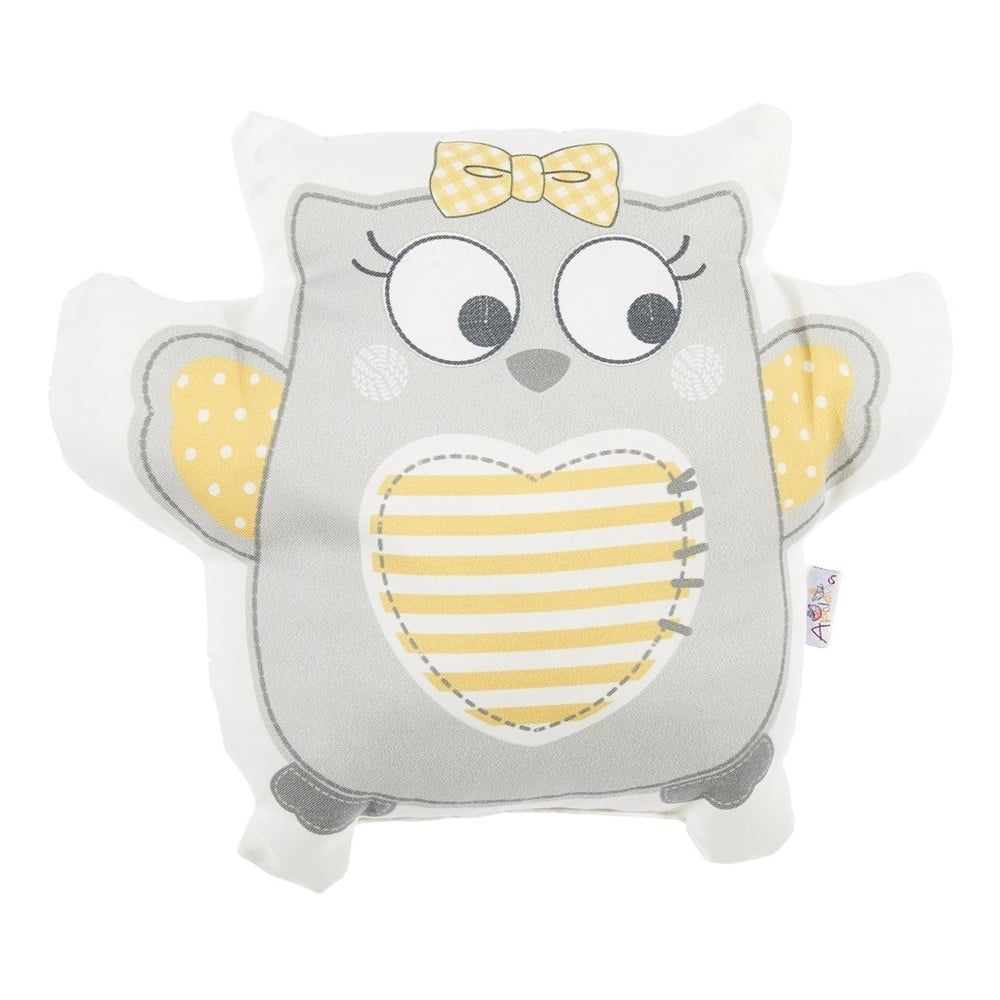 Pillow Toy Owl szürke pamut keverék gyerekpárna, 32 x 26 cm - Mike & Co. NEW YORK
