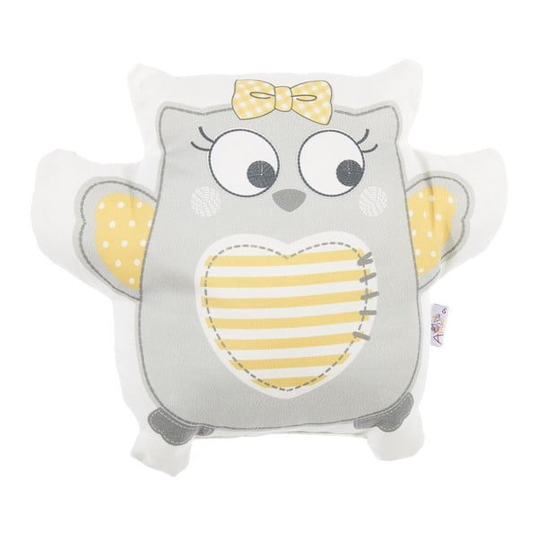 Pillow Toy Owl szürke pamut keverék gyerekpárna, 32 x 26 cm - Mike & Co. NEW YORK