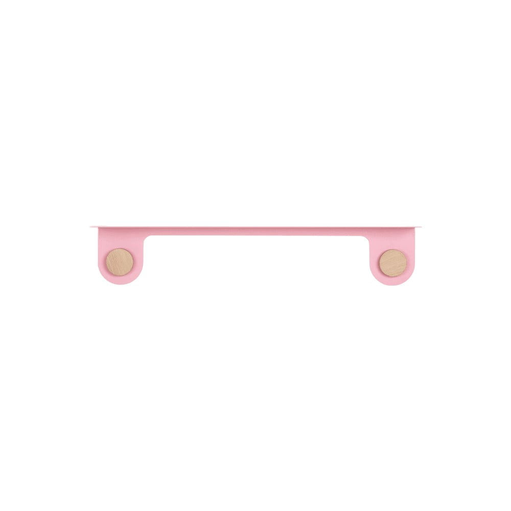 Hook rózsaszín fali polc 2 akasztóval, hosszúság 70 cm - Gazzda