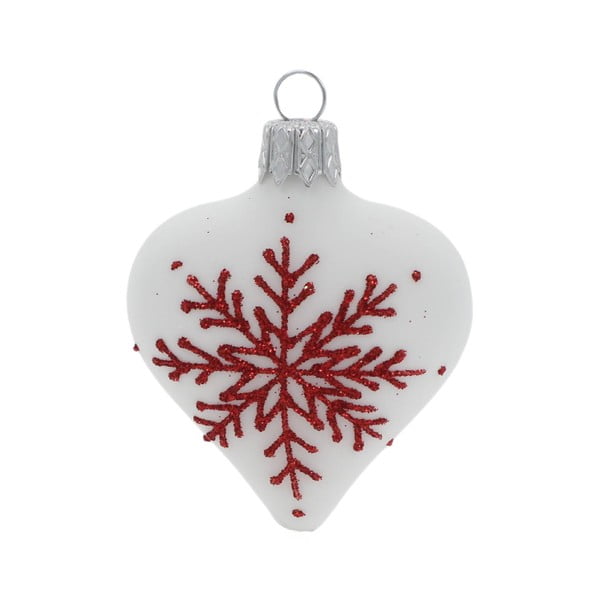 4 db-os fehér üveg szív alakú karácsonyi dekoráció készlet - Ego Dekor