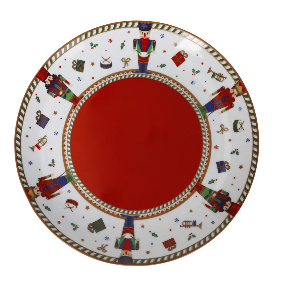 Piros-fehér karácsonyi porcelán tányér ø 30 cm Piatto - Brandani