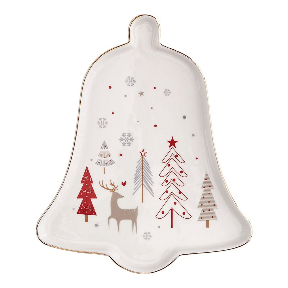 Fiocco karácsonyfa alakú porcelán szervízoró tányér, hossz 17,5 cm - Brandani