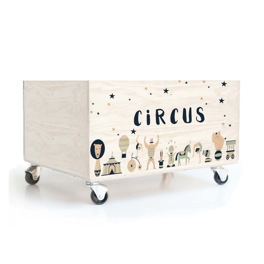 Circus Crew fenyő gyerek tárolódoboz kerekekkel - Folkifreckles