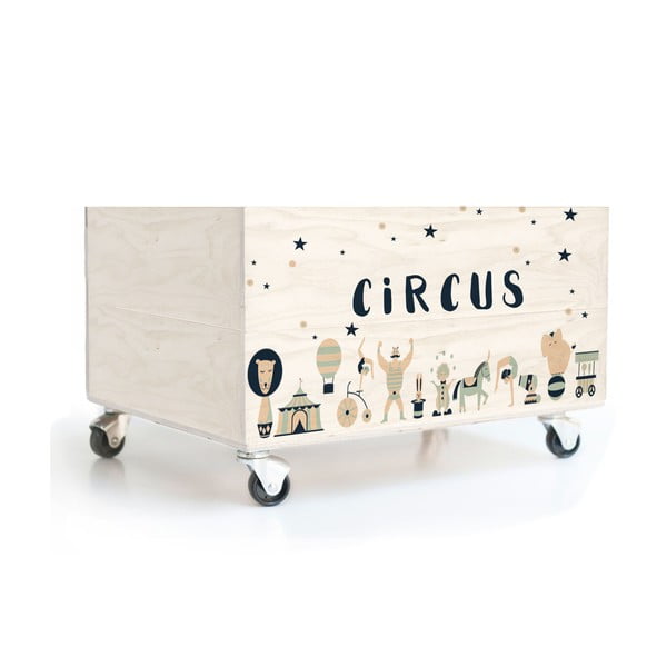 Circus Crew fenyő gyerek tárolódoboz kerekekkel - Folkifreckles
