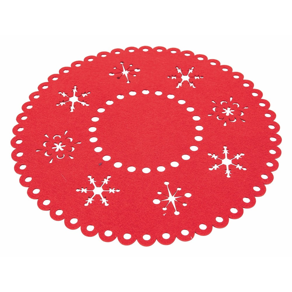 Ornaments 6 db-os piros filc karácsonyi tányéralátét szett, ø 38 cm - Villa d'Este