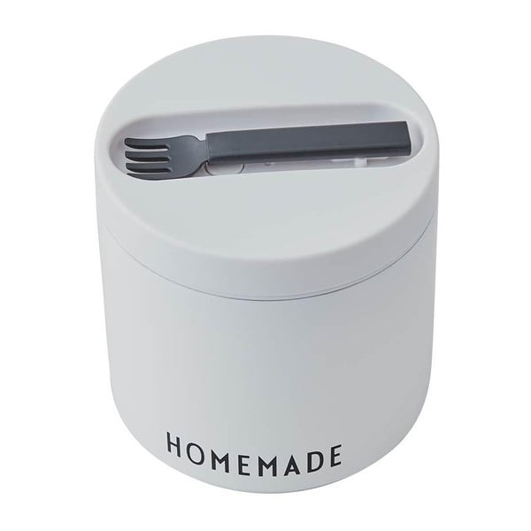 Homemade fehér snack termodoboz kanállal, magasság 11,4 cm - Design Letters