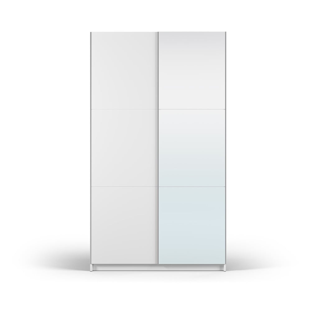 Fehér ruhásszekrény tükörrel és tolóajtókkal 122x215 cm Lisburn - Cosmopolitan Design