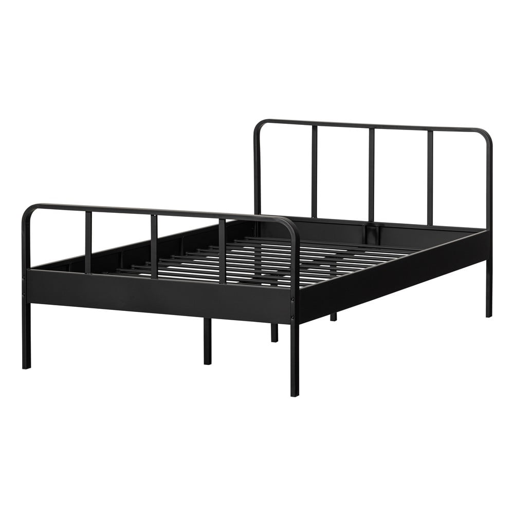 Fekete fém egyszemélyes ágy ágyráccsal 120x200 cm mees – woood